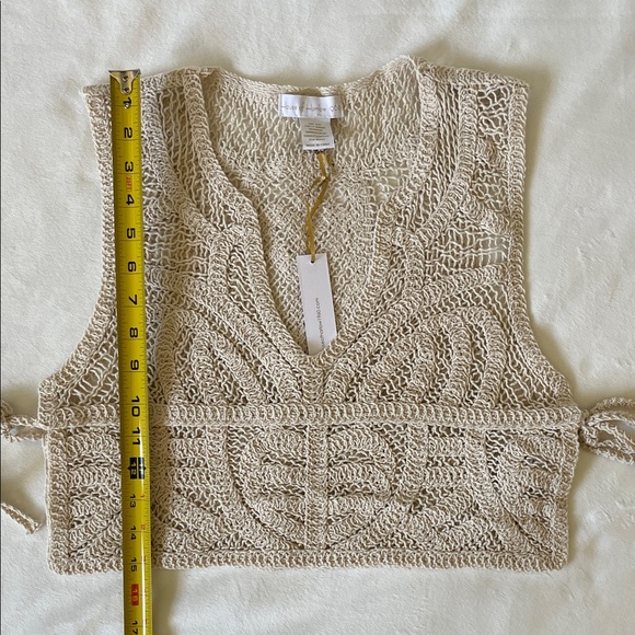 House of Harlow 1960 Cream Beige Crochet V Neck Vest, One Size - Picture 9 of 15